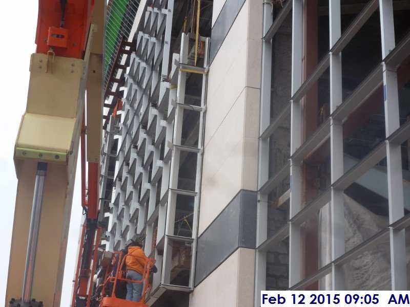 Installing the curtain wall returns atColumn Line E  -2 South Elevation